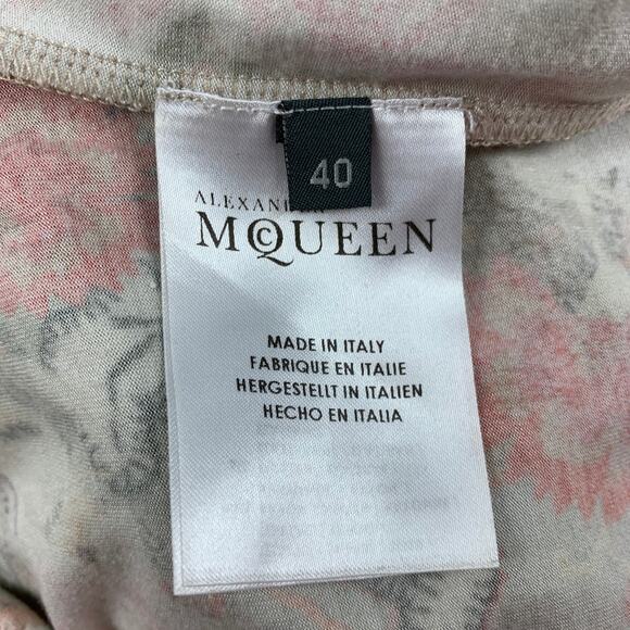 ALEXANDER MCQUEEN 4 Multi-Color Abstract Floral Rayon Blend Long Sleeve Dress - Picture 4 of 6